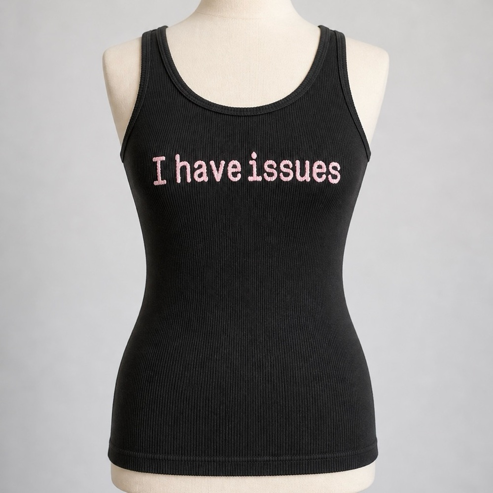 Y2K Graphic Babydoll Tank, Black, Size S, Indie Sleaze, Bratty, DiveBar